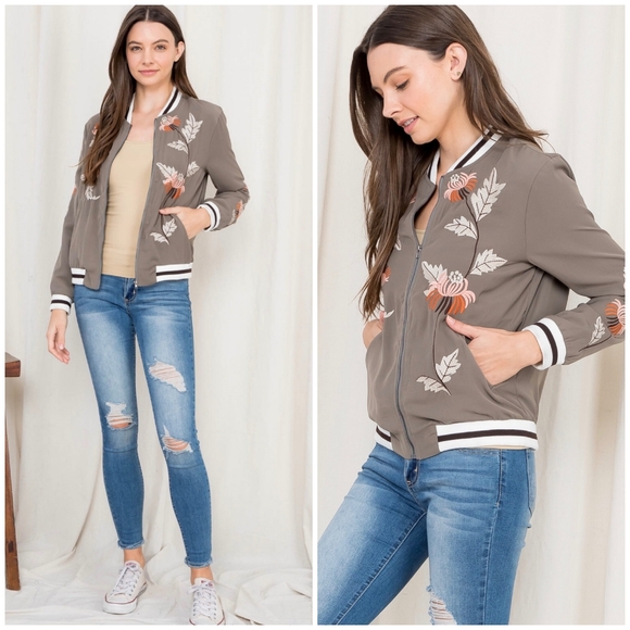 Dusty Olive Embroidered Varsity Scholar Preppy Jacket - Picture 6 of 10